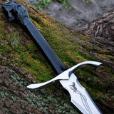 Handmade Carbon Steel Viking Fantasy Sword | Horse Handle Decorative Bastard Sword with Leather Sheath | Collectible Cosplay & Wall Décor Gift