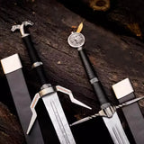 Witcher Sword Set – Geralt of Rivia Replica Swords, 44" Steel Longswords with Leather Handles & Scabbards