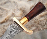 Handcrafted Damascus Steel Viking Sword – 512 Layer Double-Edged Blade, Premium Leather Sheath | Medieval Battle-Ready Sword, Fantasy Weapon, Collector's Edition