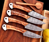 CUSTOM HANDMADE FORGED DAMASCUS STEEL STEAK KNIFE CHEF SET WOOD HANDLE