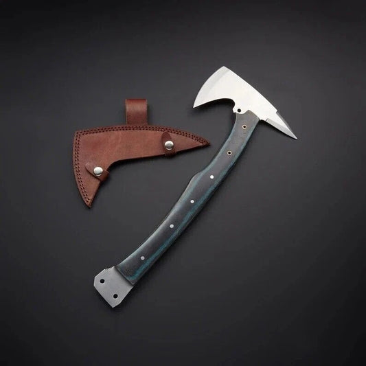 Custom Viking Axe | Handmade Carbon Steel Tomahawk with Leather Sheath