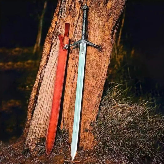 Handmade Scottish Claymore Sword | Medieval Highland Replica with Leather Sheath | Collectible Display, Cosplay & Gift