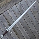 Hand-Forged Medieval Arming Sword – Battle Ready Knightly Sword with Leather Scabbard