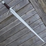 Hand-Forged Medieval Arming Sword – Battle Ready Knightly Sword with Leather Scabbard