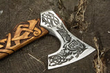 Handcrafted Viking Axe - Custom Engraved Wood Handle with Unique Design | Premium Quality Survival Tool