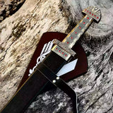 Ragnar Lothbrok Viking Sword Replica – 39" Stainless Steel with Decorated Handle, Scabbard & Wall Mount