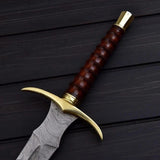 Handmade Damascus Steel Viking Sword with Leather Sheath