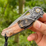 Damascus Folding Knife | Handmade Hunting & Camping Pocket Knife