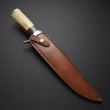 Premium Custom D2 Steel Bowie Knife | Handmade Outdoor Knife with Leather Sheath