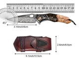 Damascus Folding Knife | Handmade Hunting & Camping Pocket Knife