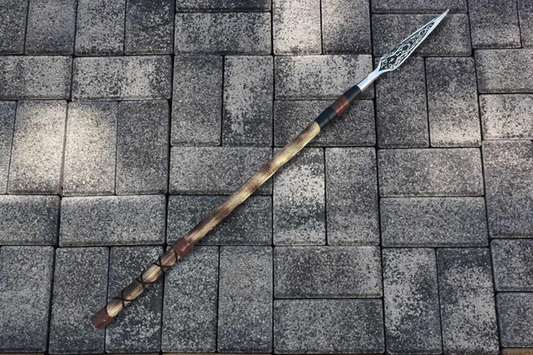 Hand-Forged Etched Viking Spear | Ash Wood & Leather Sheath