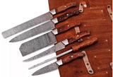 Premium Handmade Damascus Steel Chef Knife Set - 5-Piece with Leather Roll, High-Quality Kitchen Knives