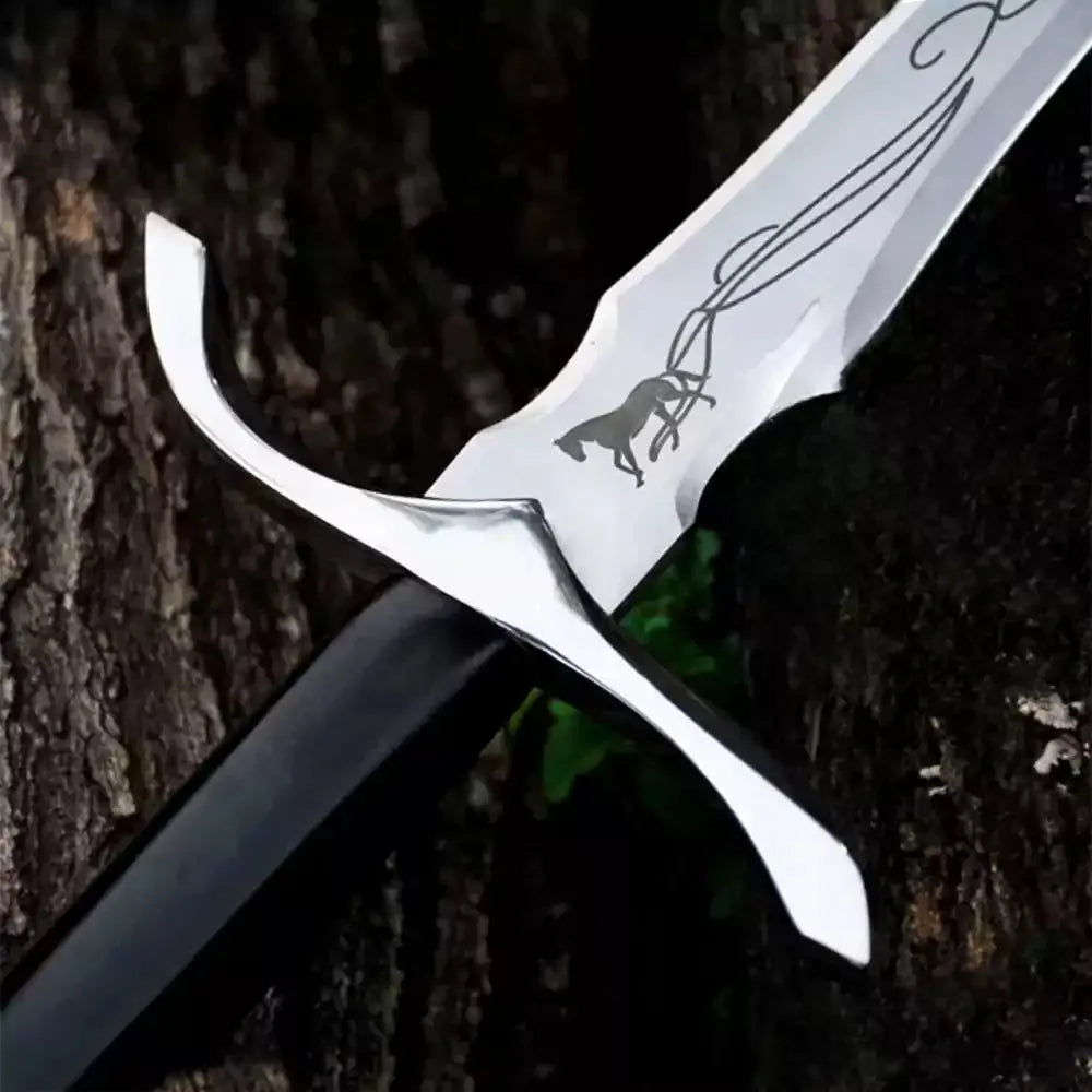 Handmade Carbon Steel Viking Fantasy Sword | Horse Handle Decorative Bastard Sword with Leather Sheath | Collectible Cosplay & Wall Décor Gift