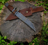Rosewood Handle Handmade Damascus Knife | Custom Outdoor Blade Gift for Him | Rustic Bowie Knife for Camping, Hunting & Special Occasions