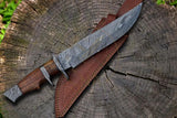Rosewood Handle Handmade Damascus Knife | Custom Outdoor Blade Gift for Him | Rustic Bowie Knife for Camping, Hunting & Special Occasions