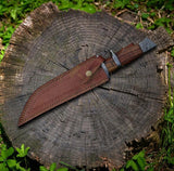 Rosewood Handle Handmade Damascus Knife | Custom Outdoor Blade Gift for Him | Rustic Bowie Knife for Camping, Hunting & Special Occasions