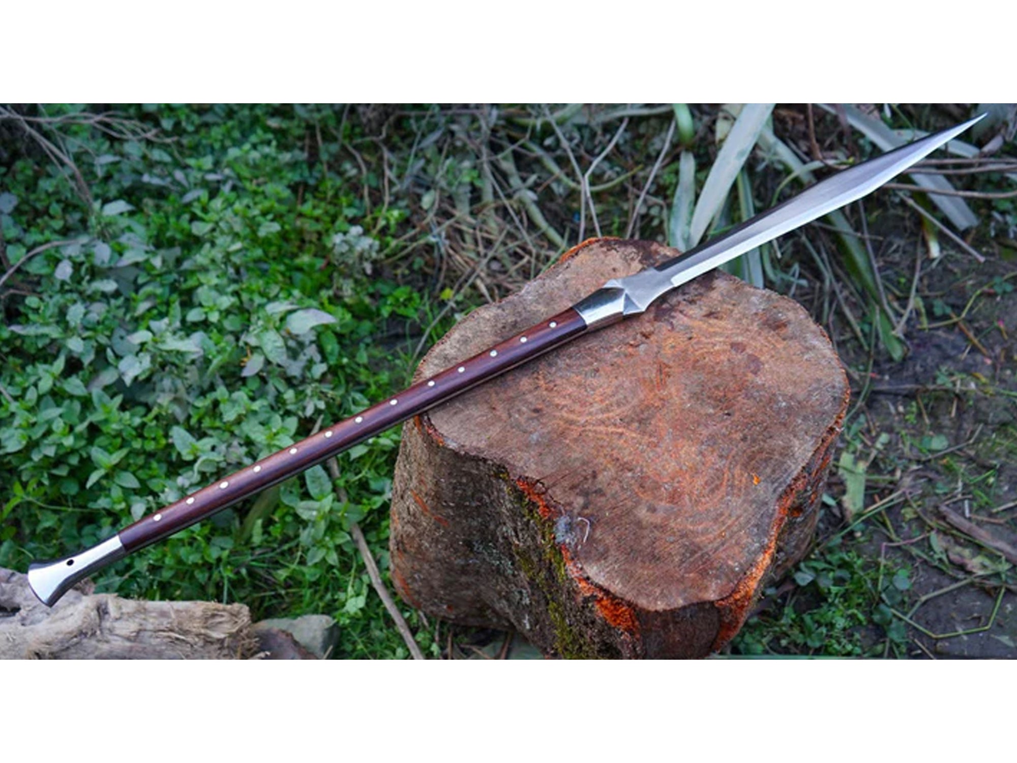 Handmade Viking Spear - 39" Carbon Steel Blade & Wooden Handle - Historical Collector's Decorative Gift