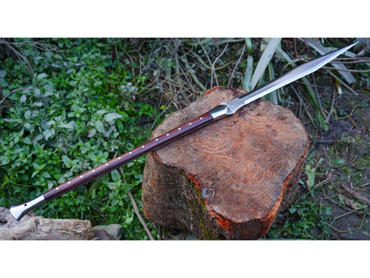 Handmade Viking Spear - 39" Carbon Steel Blade & Wooden Handle - Historical Collector's Decorative Gift