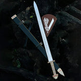 Ragnar Lothbrok Viking Sword Replica – 39" Stainless Steel with Decorated Handle, Scabbard & Wall Mount