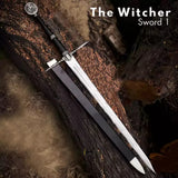 Witcher Sword Set – Geralt of Rivia Replica Swords, 44" Steel Longswords with Leather Handles & Scabbards
