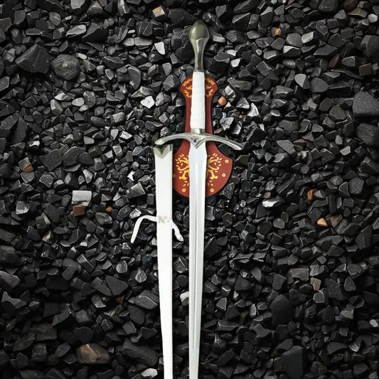 The Lord of the Rings White Glamdring Sword Replica – 40" Stainless Steel with Leather Handle & Wall Mount Display