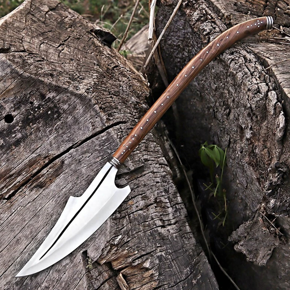 Hand-Forged J2 High Carbon Steel Viking Spear with Leather Sheath | Medieval Collector's Polearm for LARP & Cosplay