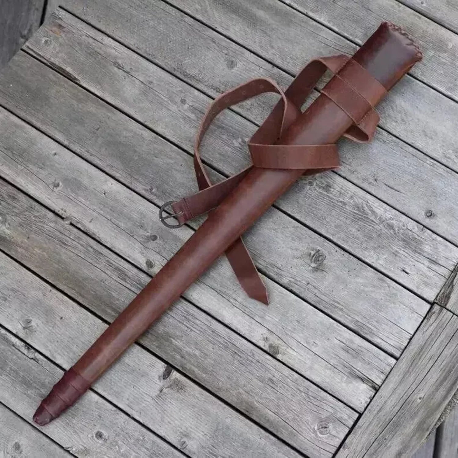 Hand-Forged Medieval Arming Sword – Battle Ready Knightly Sword with Leather Scabbard