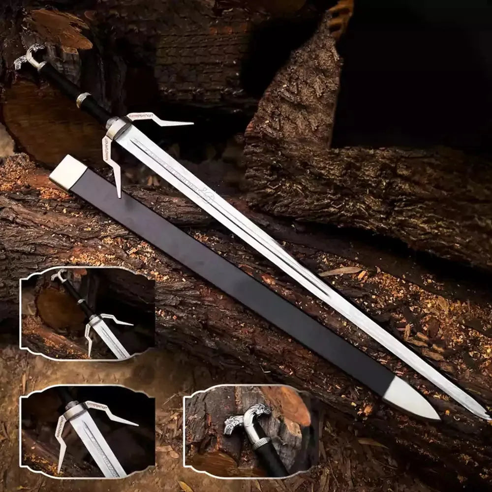 Witcher Sword Set – Geralt of Rivia Replica Swords, 44" Steel Longswords with Leather Handles & Scabbards