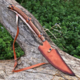 Hand-Forged J2 High Carbon Steel Viking Spear with Leather Sheath | Medieval Collector's Polearm for LARP & Cosplay