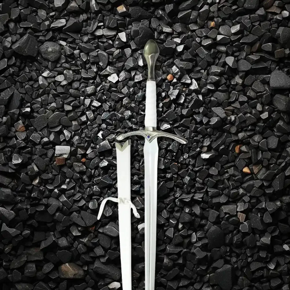 The Lord of the Rings White Glamdring Sword Replica – 40" Stainless Steel with Leather Handle & Wall Mount Display