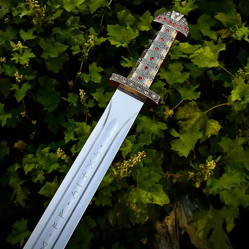 Ragnar Lothbrok Viking Sword Replica – 39" Stainless Steel with Decorated Handle, Scabbard & Wall Mount