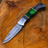 Copper Damascus Steel Folding Knife | Handmade Pocket