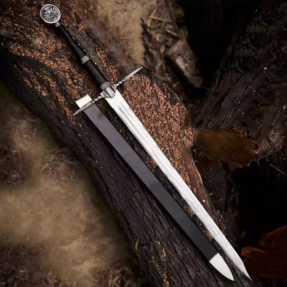 Witcher Sword Set – Geralt of Rivia Replica Swords, 44" Steel Longswords with Leather Handles & Scabbards