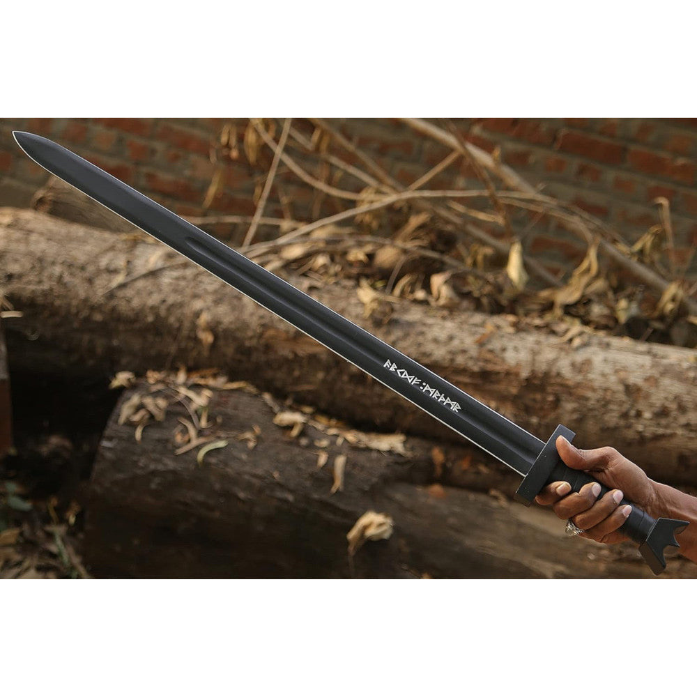 36" Full Tang Viking Sword, Handmade Carbon Steel Blade, Rosewood Handle & Leather Sheath