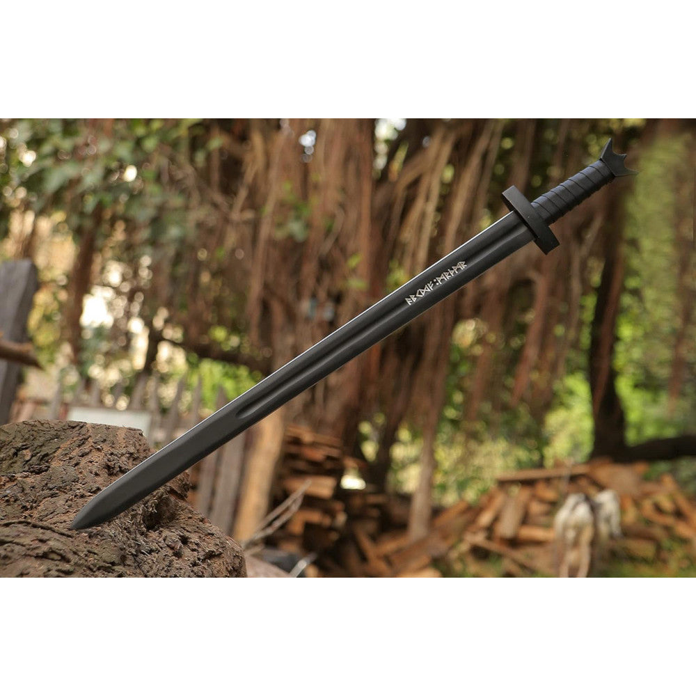 36" Full Tang Viking Sword, Handmade Carbon Steel Blade, Rosewood Handle & Leather Sheath